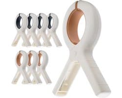 Extra grote strandhanddoekclips - 8 stuks stoelclips, zwaar uitgevoerd | Voor cruises, zwembaden, boten en lounges - Essentiële zomervakantieartikelen - Roestvrijstalen veer en PP - Sterke grip en waterdicht