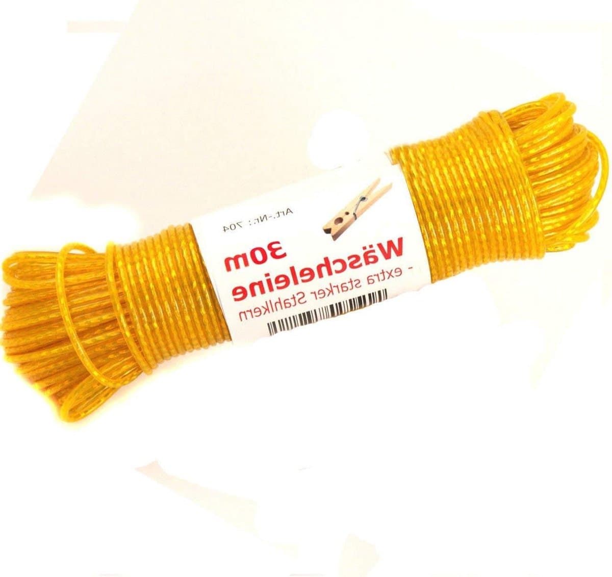 Waslijn - Drooglijn Kledinglijn - Kleding Drogen - Extra Stabiele Staalkabel - 30 meter - Geel — afbeelding 1