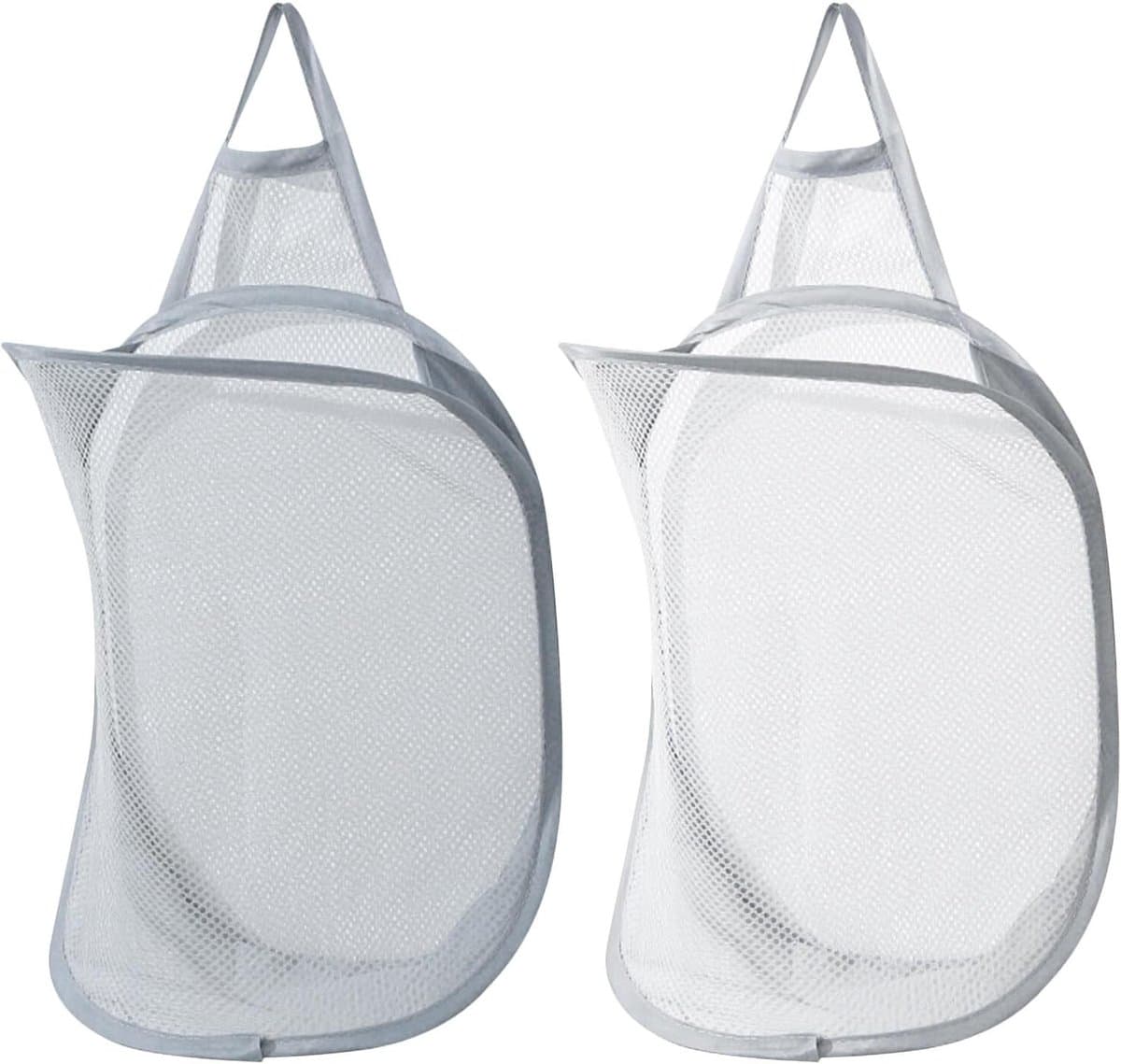 Vouwbare Wasmand 40 x 29.5 cm in Wit en Grijs, Set van 2 - Wandmontage Waszak voor Organiseren van Speelgoed en Kleding in Kinderkamer — afbeelding 1