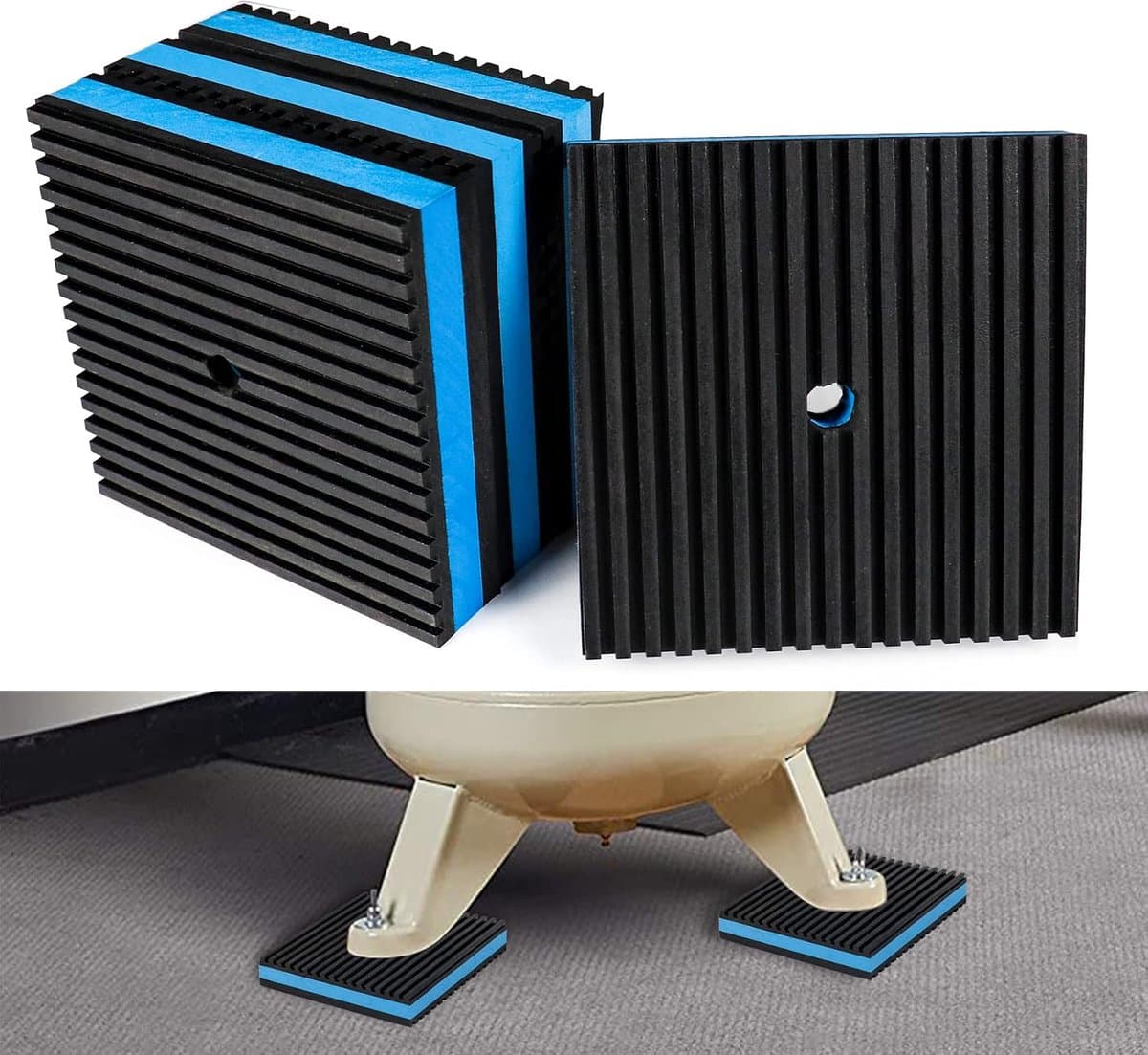 Anti Vibratie Pads - Antislipmatjes - 4 stuks - Rubber Anti Trillingen Isolatie Pads - 10 × 10 × 2,2 cm - Trillingsdempers Airconditioning - Wasmachine dempers - Verhoger - Voor Luchtcompressor, Airconditioner Unit, HVAC, Loopband — afbeelding 1