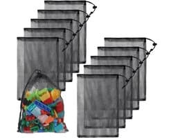 SnelShoppen - 10 Stuks 20x30cm Nylon Mesh Waszakken met Trekkoord, Duurzame en Lichtgewicht Opbergzakken voor Sportuitrusting, Wassen en Meer
