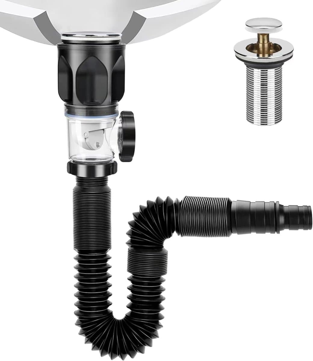 Afvoer Slang 300-1000 mm - Flexibel en Uittrekbaar - Anti-verstopping met Geurafsluiter - Ideaal voor Sifon Wastafel - ShopVlot — afbeelding 1
