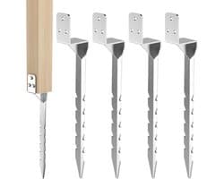 SnelShoppen - Set van 4 Impact Sleeves L-vormige Grondankers 50 cm van Verzinkt Staal voor Hamerinstallatie, Ondersteuning voor Houten Posts, Speeltor