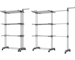 DailySupplies® Wasrek Inklapbaar op Wieltjes - Droogmolen - Droogtoren Staand - Zilver