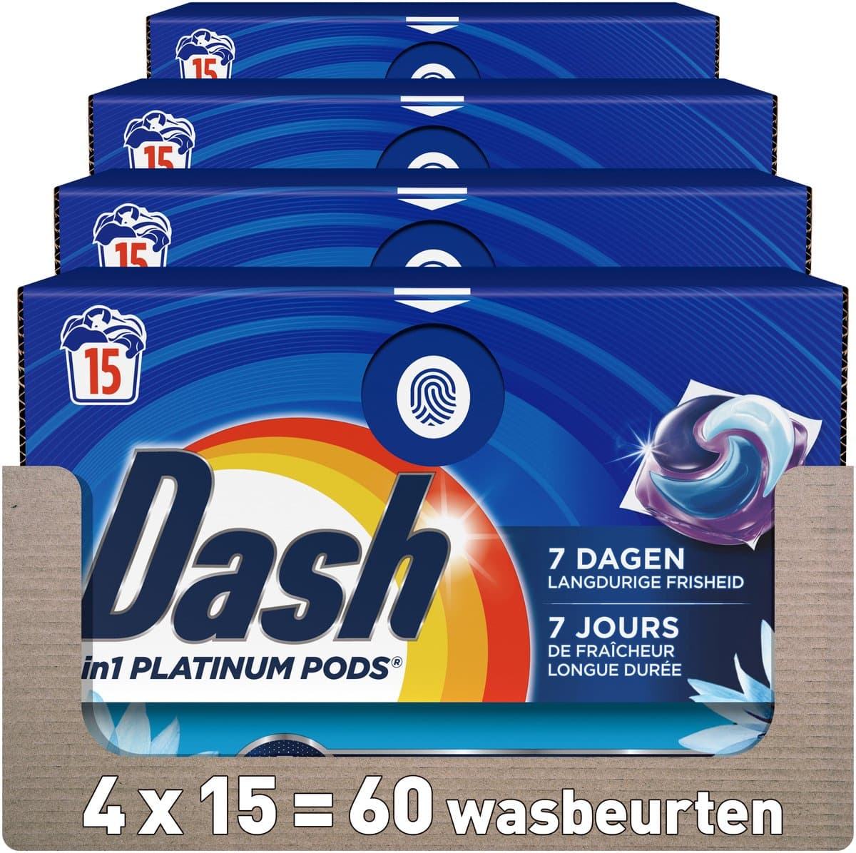 Dash 4in1 Platinum Wasmiddel Pods Zeebries - 4 x 15 wasbeurten — afbeelding 1
