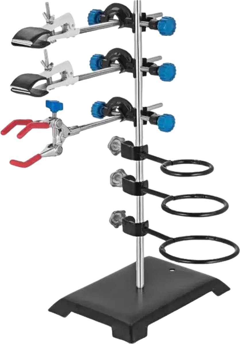 EML STORE Laboratorium Ondersteuning Rek - 3 Verschillende clips - Droogrek Voor Laboratorium - Vrijstaand - Scheikunde Set Accessoires — afbeelding 1