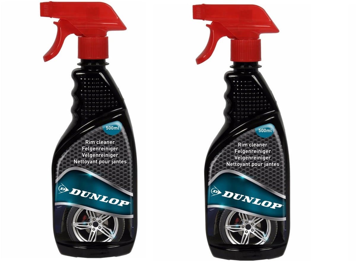 Dunlop Auto onderhoud velgen reiniger - 2x stuks - 500 ml - spray bus - schoonmaakmiddel — afbeelding 1