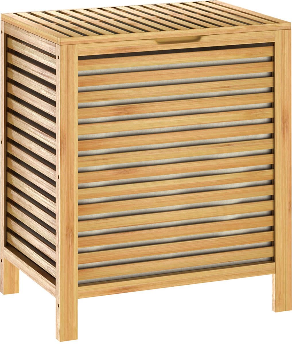 Casaria Wasmand - met Deksel 70L Wasbox met Uitneembare Waszak - Bamboe — afbeelding 1