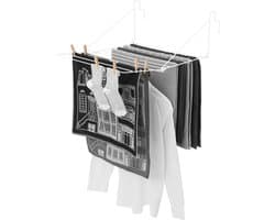 Blokker Wasrek Hangend 5m Drooglengte Wit - Praktisch Droogrek Deur of Balkon - Eenvoudige Installatie - Compact en Ruimtebesparend Hangdroogrek Trapgat