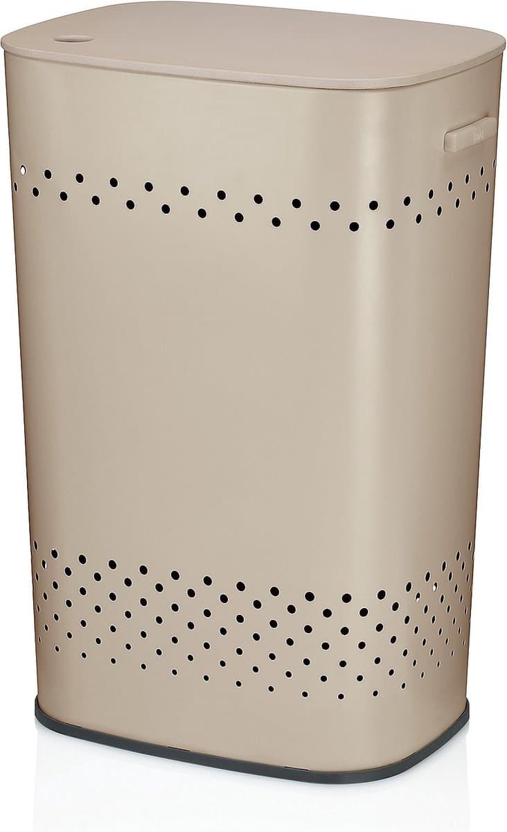 Wasmand, Met Zitdeksel, 60 L, RVS met Poedercoating, Beige - Kela | Malaga — afbeelding 1