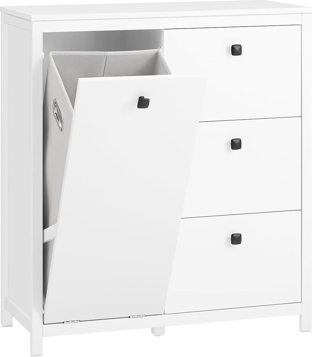 Droogkast met uitklapbare waszakken - Wit - 80x90x35 cm - Badkamerkast voor wasgoed — afbeelding 1
