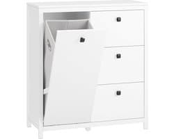 Droogkast met uitklapbare waszakken - Wit - 80x90x35 cm - Badkamerkast voor wasgoed