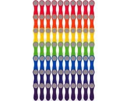 Regenboog wasknijpers - 70 stuks - kleurrijk - roestvrijstalen veren - softgrip - licht grijs - milieuvriendelijke verpakking