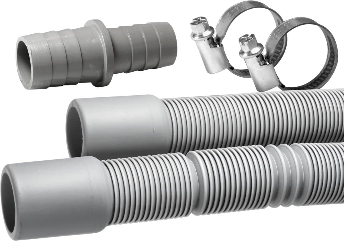 Dparts afvoerslang verlengset - Uittrekbaar van 1,2 tot 4 meter - 1,5m - 2,5m - 3,5m - 4m - afvoerslang wasmachine, vaatwasser verlengslang - inclusief slangklemmen en afvoerslang verbindingsstuk — afbeelding 1