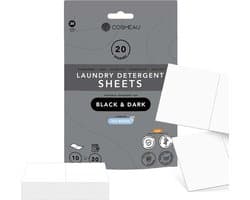 Cosmeau Zwarte Was Wasmiddel Wasstrips - 20 Wasbeurten - Wasvellen - Wasdoekjes - Detergent Sheets