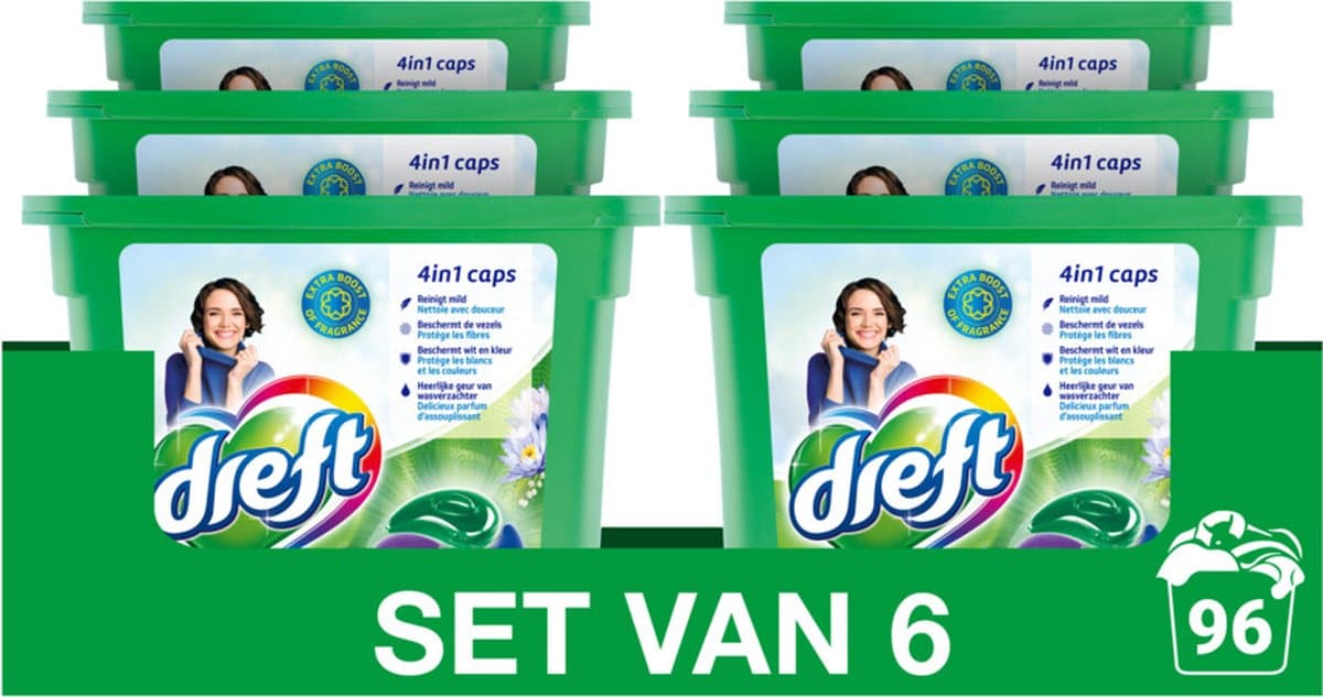 Dreft 4in1 Ultimate Care Wascapsules Blauwe Droom - 6 x 16 caps — afbeelding 1