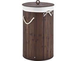 Bamboe Wasmand Curly - 55 Liter - Bruin - Incl. Waszak & Deksel — afbeelding 1