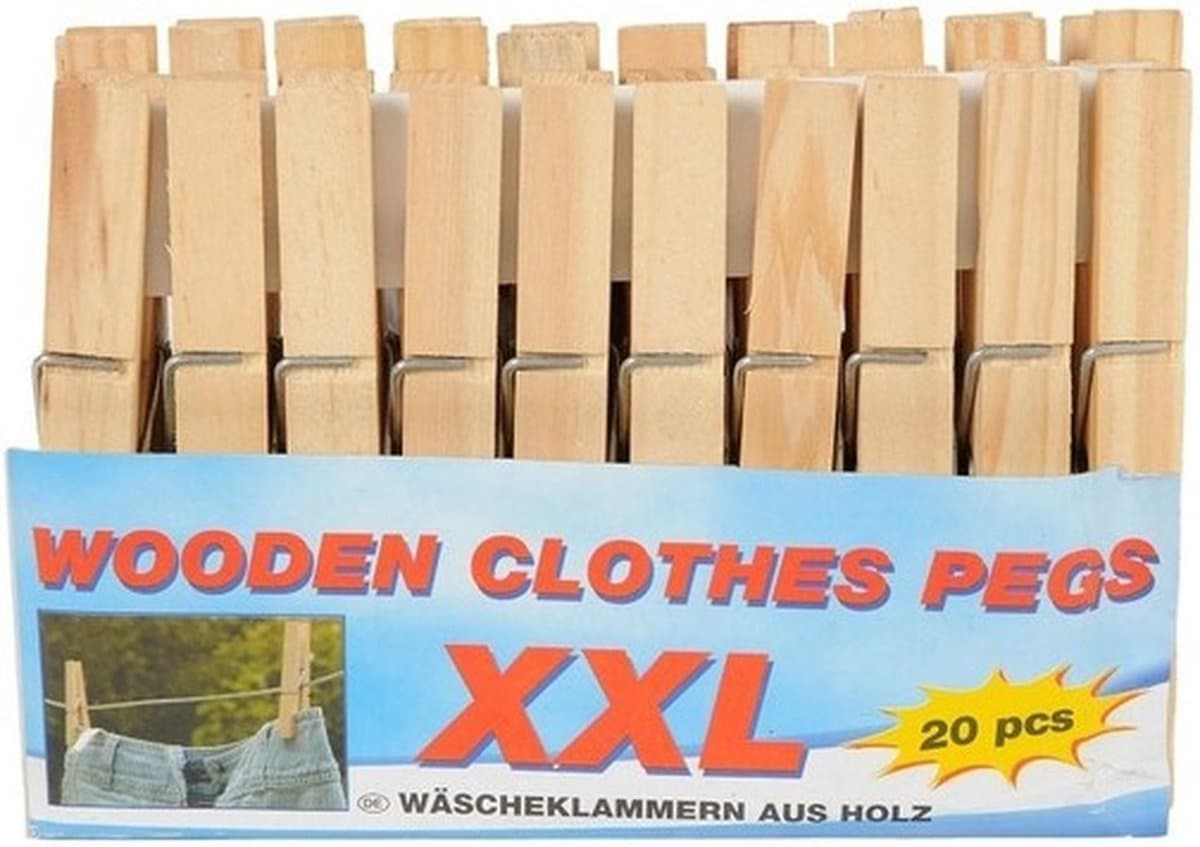 Houten wasknijpers - 100x stuks - voordelige knijpers / wasspelden - bamboe - was ophangen — afbeelding 1