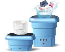 Draagbare mini-campingwasmachine met centrifuge - 45 liter capaciteit - Opvouwbare wasmachine tot 15 KG - Blauwlichtsterilisatie - Ideaal voor ondergoed, sokken, kamperen en buiten