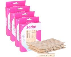 Sorbo Wasknijpers - Hout - 144 stuks (4x36)