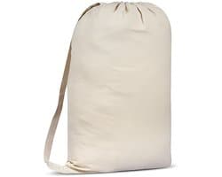 Famanu - Premium Canvas Waszak met schouderriem, 75x56 CM 40L – 100% katoen, stofweefsel, zeer duurzaam, trekkoord met snoerslot, machinewasbare wasvoering voor wasmand