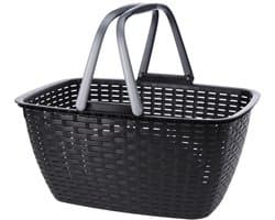 Wasmand - antraciet grijs - met hengsel - 27 liter - 43 x 30 cm - kunststof - Huishoud - De was doen - Wasgoedmanden