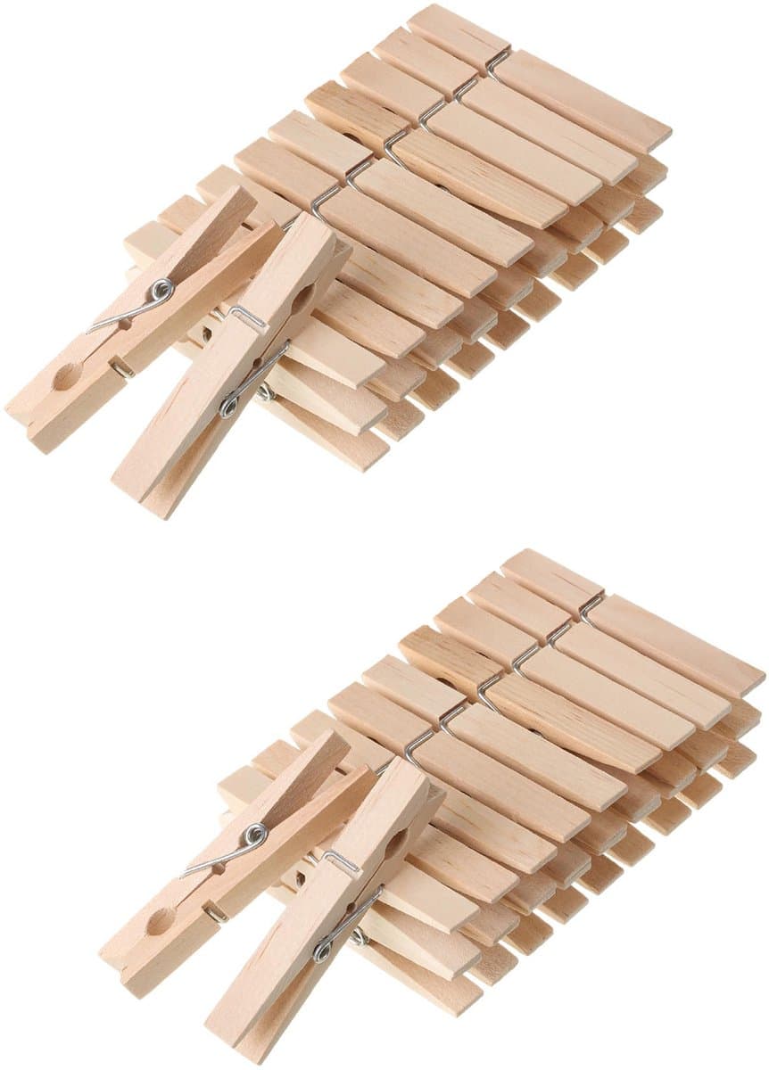 20-stuks Houten clips - Houten wasknijpers - DIY clips - Mini wasknijpers - Mini fotoclips - Houten knutselwerkjes - Kleine fotoclips - Geschikt voor het ophangen van kleding, knutselwerkjes, voedselzegels, foto's - Houtkleur — afbeelding 1