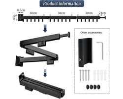 Famanu - Wandwasrek, 120 cm, uittrekbaar, 3 niveaus, 18 haken en handdoekhouder, inklapbaar wasrek voor balkon, bijkeuken, badkamer, slaapkamer — afbeelding 1