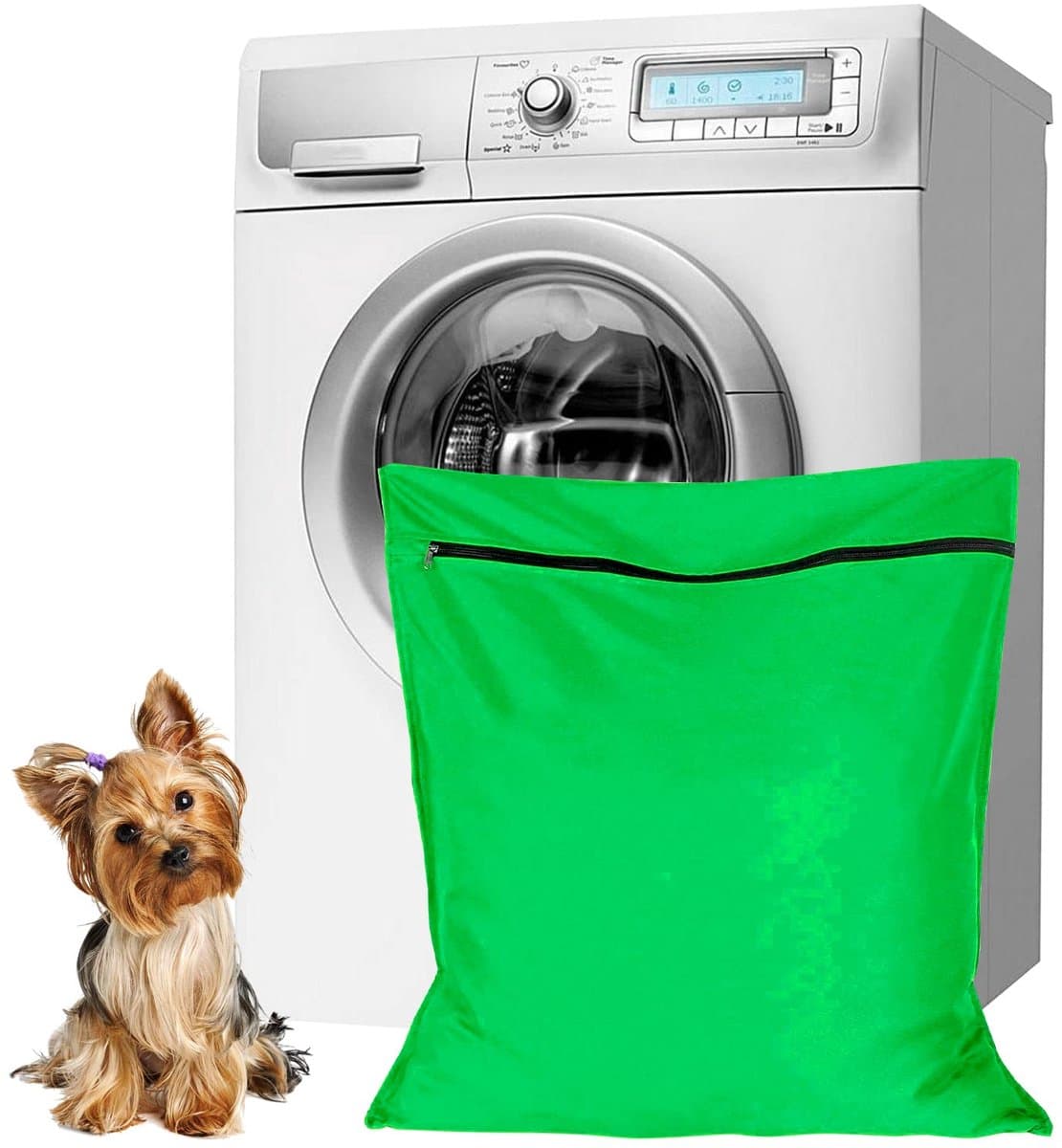 Waszakken voor huisdieren - Waszakken van twill polyester - Grote waszakken met rits - Voorkomt dat waszakken verstopt raken door dierenhaar - wasmachine, 70 x 80 cm,waszak voor huisdieren voor honden, katten en konijnen (groente)- L — afbeelding 1