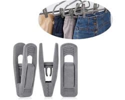 Fluwelen vingerklemhangerclips - Set van 20 - Hangerclips - Kledingorganisatie - Sterke kunststof clips - Opbergoplossingen - Geen klemmarkeringen - Beschermt kleding - 7x2,5x2cm - Grijs - Herbruikbaar