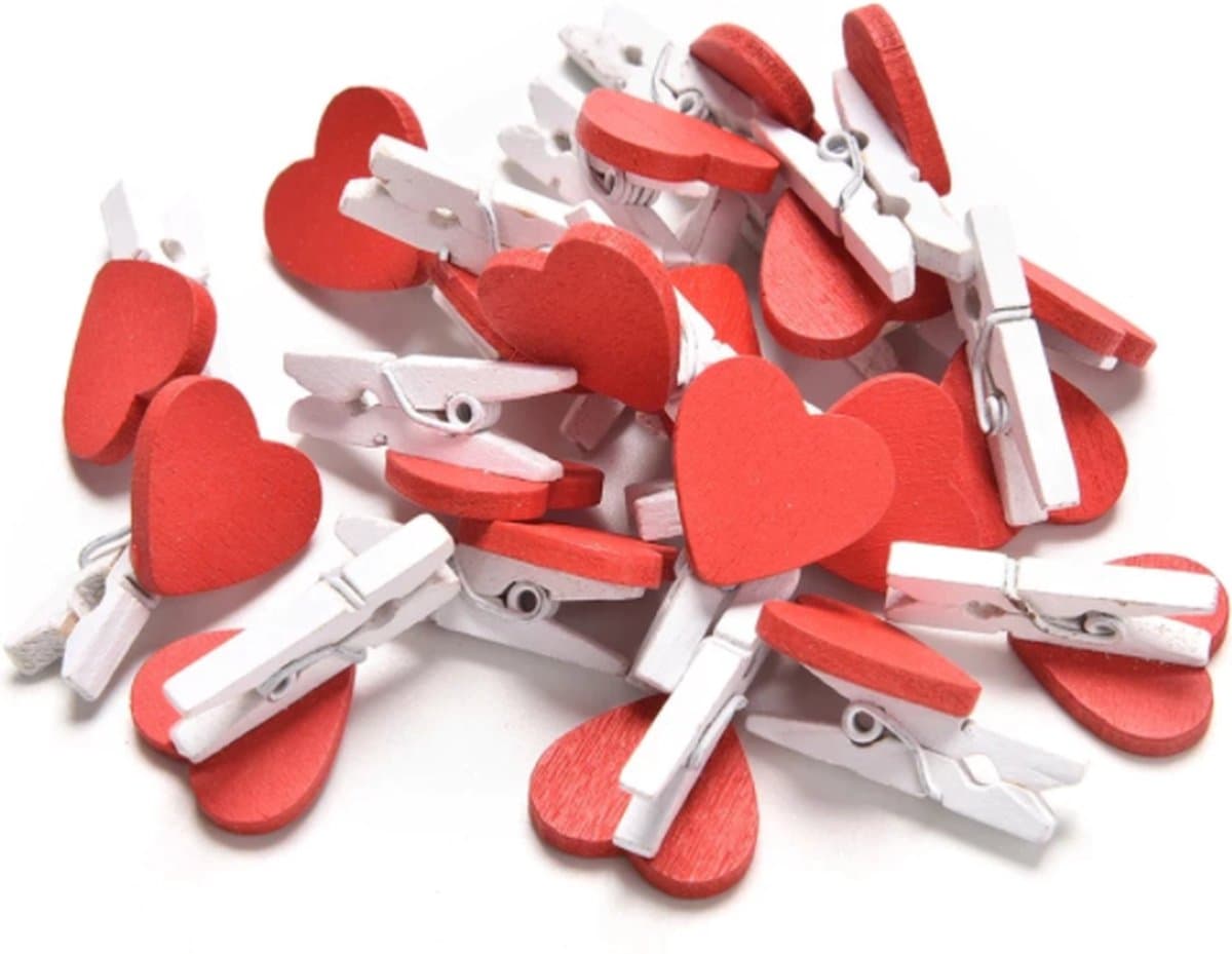 FSW-Products - Kleine Houten Knijpers - 10 STUKS - Knijpertjes - Fotoknijpers - Hartjes - Geboorte wasknijpers - 3 CM - Kaartknijpers - Foto knijpers - Knijper om foto's aan op te hangen - Fotohouder - Knijpers - Wasknijpers - Liefde - Polaroid — afbeelding 1