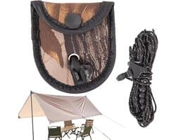 Reiswaslijn - Draagbare drooglijn - Buiten drogen - Winddicht pareldesign - 320 cm - Camouflage