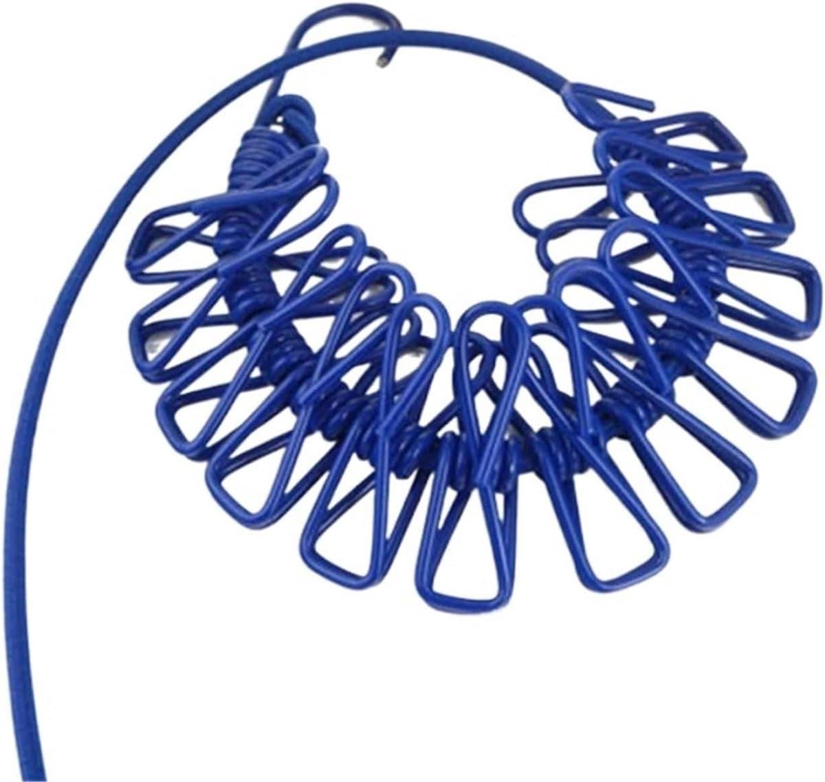 Waslijn met clips - Draagbaar droogrek - Buiten drogen - Intrekbaar ontwerp - 12 clips - Blauw — afbeelding 1