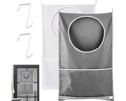 Hanging Waszakken Set van 2, 77x50cm Opbergmand voor Wasgoed, Inclusief Rvs en Zelfklevende Haken voor Thuisgebruik