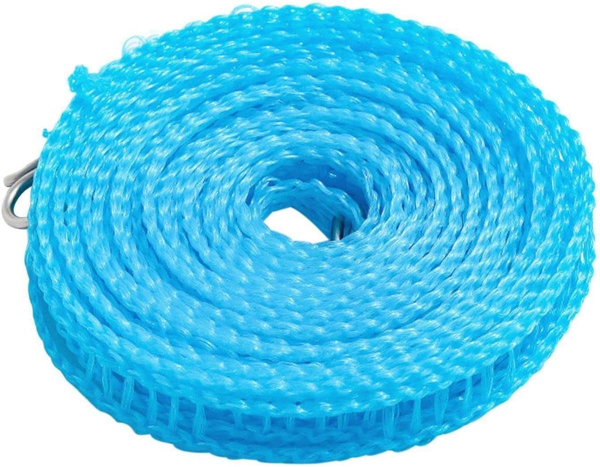 Waslijn - Draagbaar - Kamperen Reizen - Winddichte Haken - 500 cm - Blauw — afbeelding 1