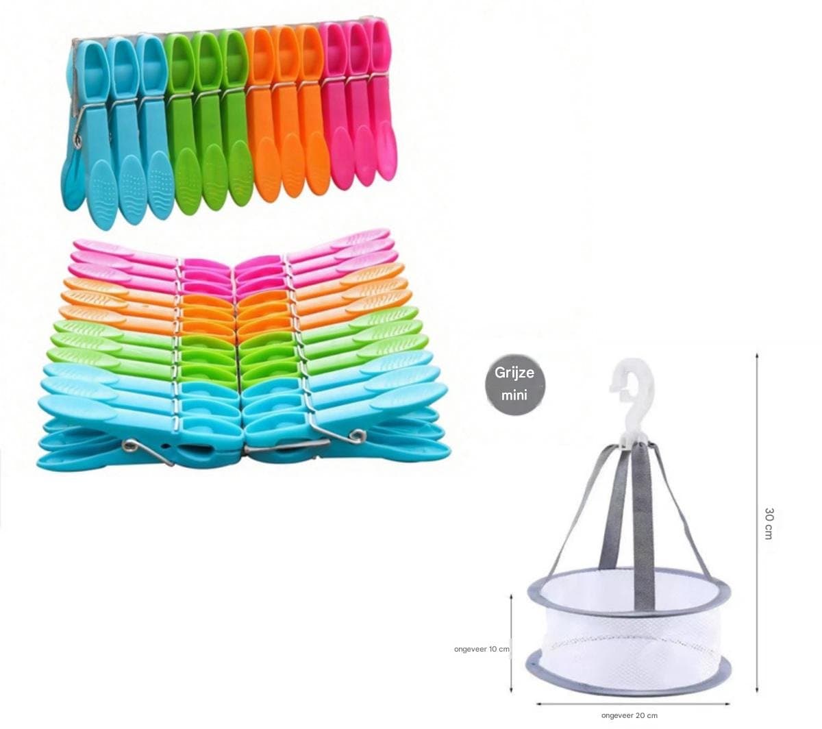 GELLDG Wasknijpers - Waslijnklampen - 48 Delige Set In 4 Kleuren - Roestvrij Verenstaal Met PP - Inclusief Opbergmand - Geschikt voor Wasgoed En Huishoudelijk Gebruik - Multicolor — afbeelding 1