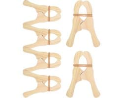Houten wasknijpers - Kledingklemmen - Kleding drogen - Kindveilig ontwerp - 6 stuks - Houtkleur