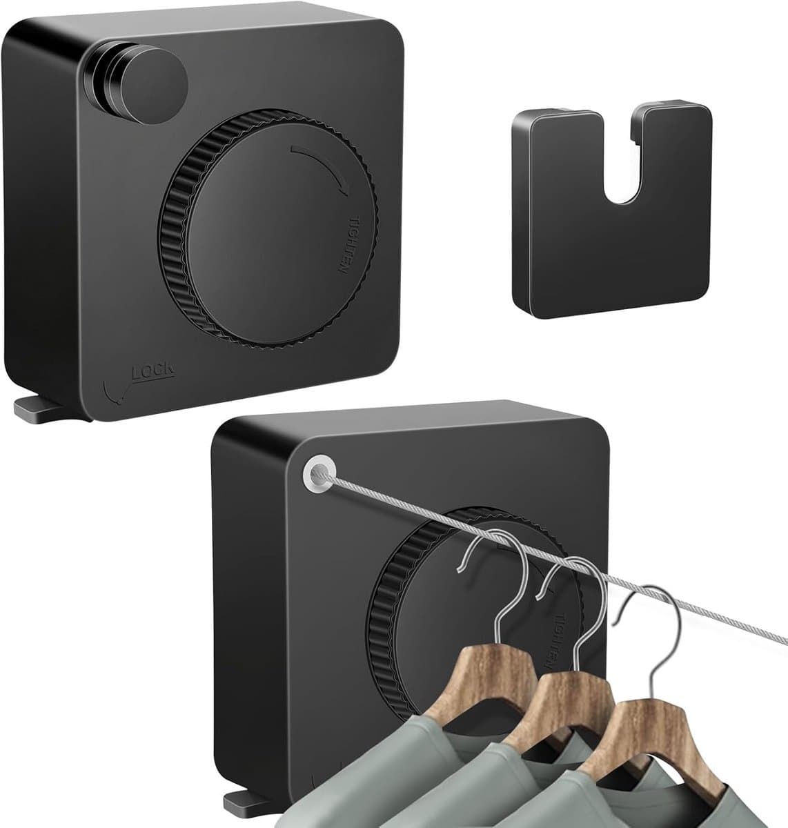 Uittrekbare Waslijn - Wand Waslijn - Kleding Drogen - Verstelbaar en Robuust - 48 Meter - Zilver — afbeelding 1