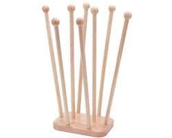 Dailygoods- Droogrek voor Plastic Zakken - Herbruikbare Zak Houder - 8 Pilaren - Beukenhout - Stabiele Basis - Afmetingen 100x150x319mm - Afdroogrek