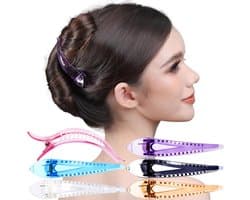 Haarspeld Eendenbek - Krokodillenclips Gebogen - Haar Styling - Sterke Grip Tanden - 14 cm Groot - Transparant Meerkleurig — afbeelding 1