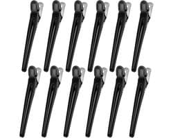 Haarspeld Krokodil - Eendenbek Clips - Haar Stylen - Antislip Tandstructuur - 12 Stuks 10 cm - Zwart
