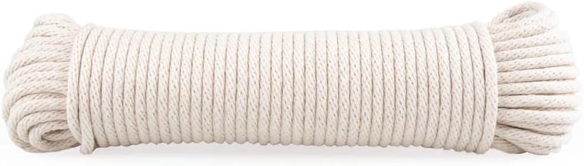 Katoenen Waslijn - Katoen Touw - Kleding Drogen - Synthetische Kern - 100 voet - Wit — afbeelding 1
