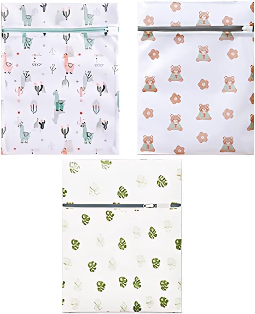 Pack van 3 wasmachinewaszakken, 30 x 40 cm, wasnet met verborgen rits, beschermt kleding tegen vervorming en kreuken, ideaal voor delicate stoffen en handwas. — afbeelding 1