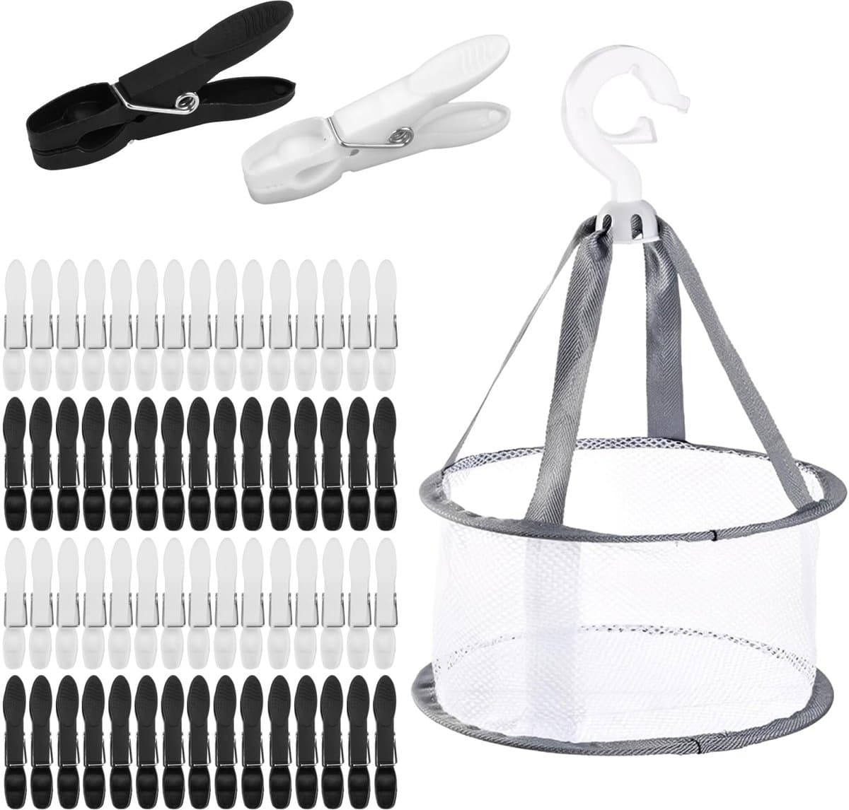 Dailygoods- Wasknijpers Set van 60 - Antislip Kunststof Wasknijpers - Wasknijpermandje - Windbestendige Wasknijpers - Beschermt Kleding - Afmetingen 7,3 x 2,5 cm - Wasknijperset — afbeelding 1