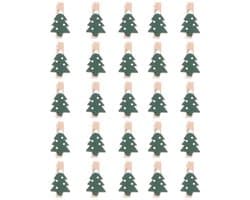 Dailygoods- Houten Wasknijpers - 25 Stuks Mini - Decoratie Clips - Kerstmis Thema - Fotocollage - Kunsthandwerk - Natuurlijk Hout - Foto Clips
