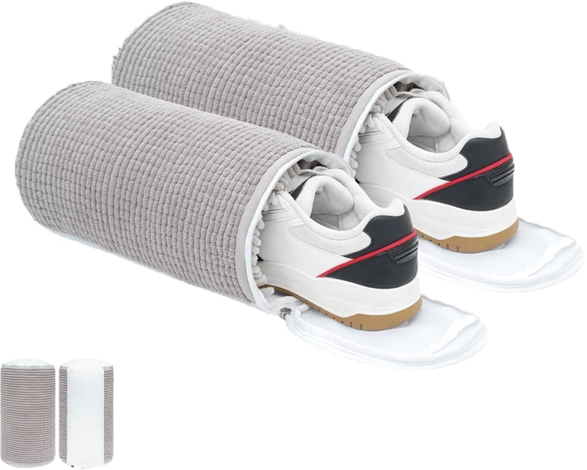 2 stuks - Waszak voor schoenen - Waszak voor sneakers - Schoenreinigingszak - Grijs - Waszak voor schoenen - Schoenreinigingszak - Geschikt voor alle soorten schoenen - Herbruikbare schoenreinigingszak — afbeelding 1