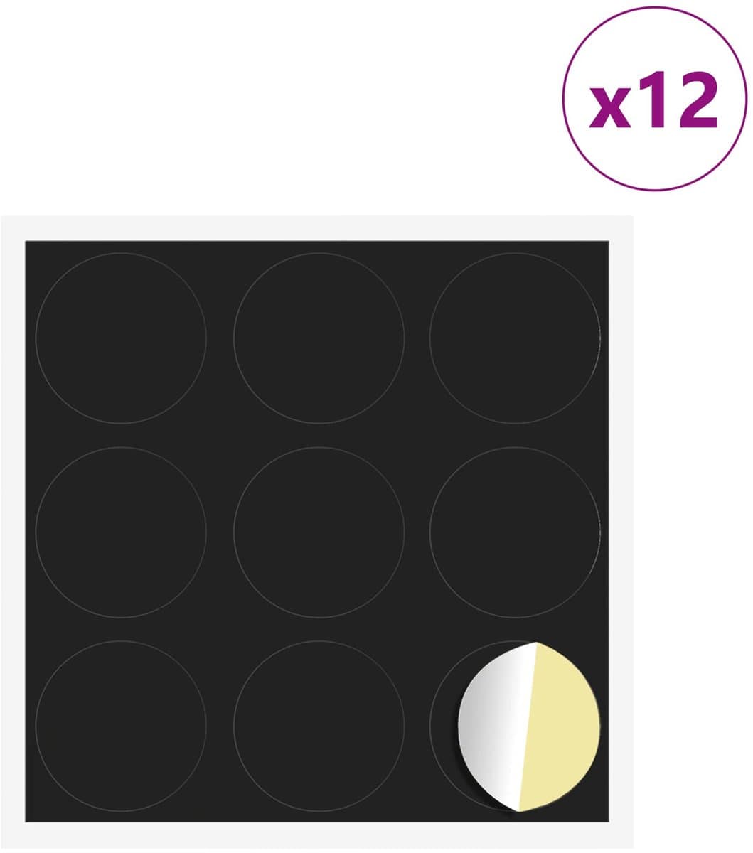 vidaXL - Zelfklevende - schroefcover - 12 - st - Zwart - Ø - 20 - x - 0,5 - mm — afbeelding 1