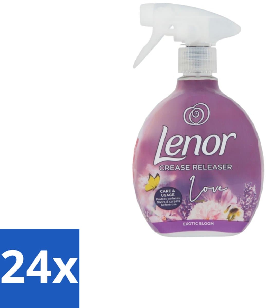 Lenor – Crease Releaser Spray – Love Exotic Bloom – Kreukverwijderaar & Textielverfrisser – 500 ml - Voordeelverpakking - 24 stuks — afbeelding 1