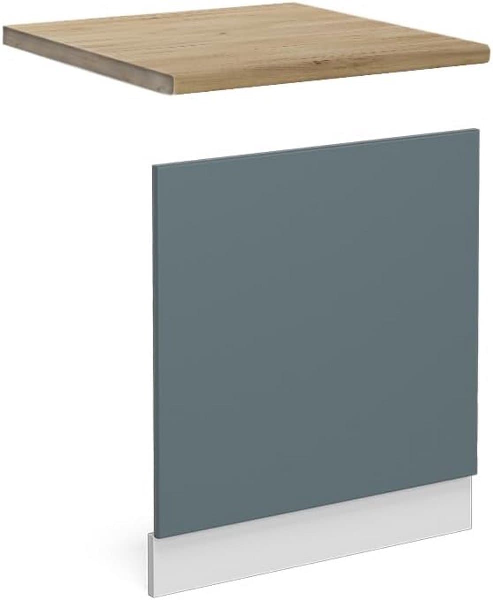 Vaatwasserfrontpaneel met Werkblad 60 cm Blauw-grijs/Wit - Naadloze Keukenintegratie — afbeelding 1