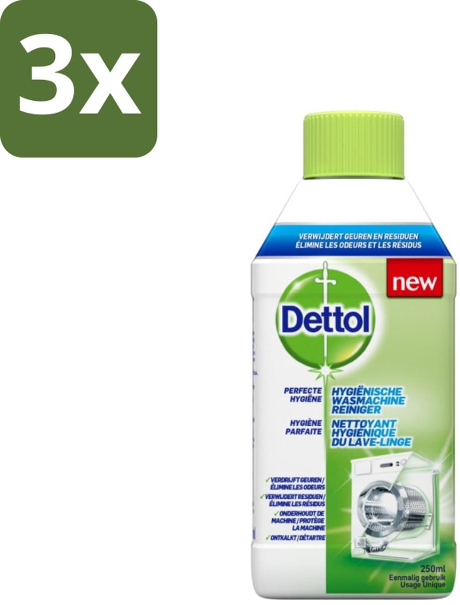 Dettol - Wasmachine Reiniger - Eenmalig Gebruik - 250 ml - Bulkverpakking - 3 stuks — afbeelding 1